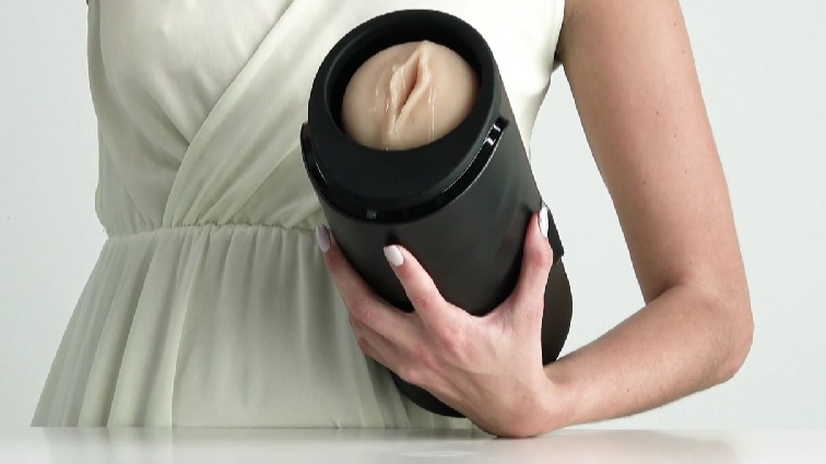 Promotional image featuring the entry side of Kiiroo Keon male masturbator
